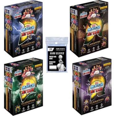 Imagem de Topps Match Attax 25/26 Soccer Cards Mega Tin Bundle Including All 4 Mega Tins + 100 Card Protectors, 180 Cards - Including 12 Gladiator Limited Edition Cards