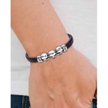Imagem de Pulseiras Punk Rock unissex para homens e mulheres pulseira trançada punk, One Size, Aço inoxidável, Sem Pedra Preciosa