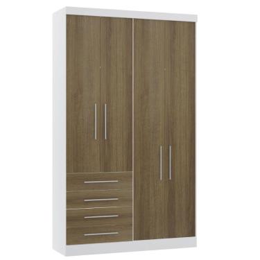 Imagem de Guarda Roupa Modulado 90cm 2 Portas E 4 Gavetas Alpes Luciane Móveis Branco Pf Com Rosa Pf