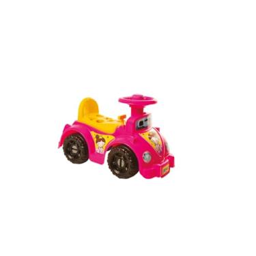 Imagem de Andador Infantil Princesa, Rosa e Amarelo, com Formas Geométricas e Buzina, Suporta até 16kg, 54x25x33cm, para Crianças a partir de 12 Meses