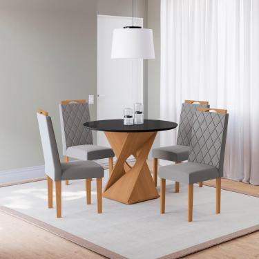 Imagem de Conjunto Sala De Jantar Luna Kappesberg 4 Cadeiras Veludo Titanio