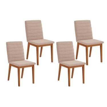 Imagem de Cadeira De Cozinha Sofia Kit 4 Un Ipe Suede Creme