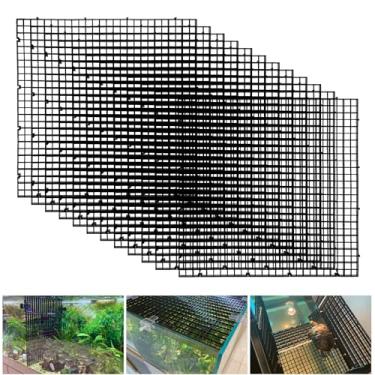 Imagem de Caixa de ovos de plástico divisor de aquário fundo filtro de aquário grade de plástico placa de isolamento de tanque de peixes bandeja preta para caixa de ovo (preto, 12 peças 29 x 29 cm com orifício