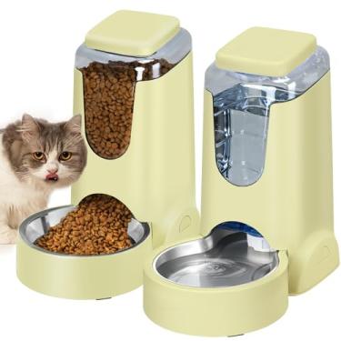 Imagem de Alimentador automático para gatos e dispensador de água amarelo