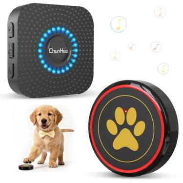 Imagem de ChunHee Campainha de porta de cachorro para treinamento de penico – Campainha de cachorro sem fio para sair, superfície de toque de 4 cm, fácil para cachorros e cães adultos, IP55 à prova d'água
