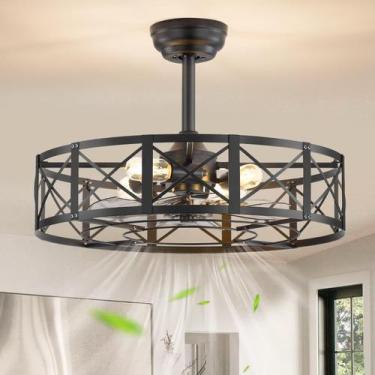 Imagem de Fanbulous 23" Caged Teto Light Remote Black