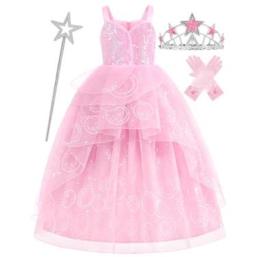 Imagem de Vestido de bruxa rosa para meninas Aoiviss, fantasia de princesa com g