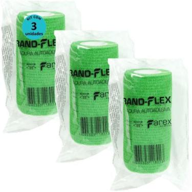 Imagem de Atadura 10cm Verde Band Flex Autoadesiva Para Animais Farex Kit Com 3