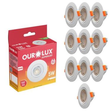 Imagem de Kit 10 Spot Redondo Smd Led 5w Direcionável Embutir Gesso - Ourolux