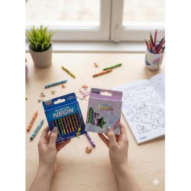 Imagem de KIT LIVRO COLORIR COMFY DAYS + giz de cera NEON + GLITTER - Livros Mag