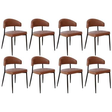 Imagem de Cadeira De Jantar Estofada Kit 8 Chloe M25 Sintético Marrom - Mpozenato