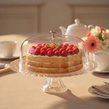 Imagem de Boleira de Vidro com Pé e Tampa Home Special para Bolos e Sobremesas R