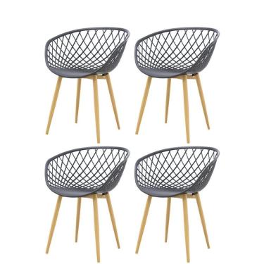 Imagem de Kit 4 Cadeiras Clarice Rivatti Polipropileno Preto Base Metal