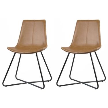 Imagem de Kit 2 Cadeiras Brenda Rivatti Poliuretano Caramelo Base Preta