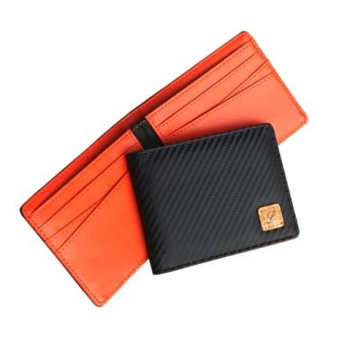 Imagem de Lanyani Carteiras RFID Bifold Simples, Fibra ab-carbono laranja, Small, Minimalista