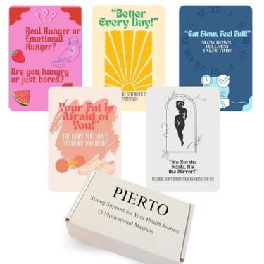 Imagem de PIERTO 15 ímãs motivacionais – Dieta diária e suporte fitness para uma vida saudável – Lembretes de geladeira para construir hábitos e permanecer no caminho certo – Presente de bem-estar estético para