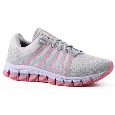 Imagem de Tênis Feminino Academia Light Space Caminhada Corrida Confortável (Cinza/Rosa, BR, Adulto, Numérico, 40)