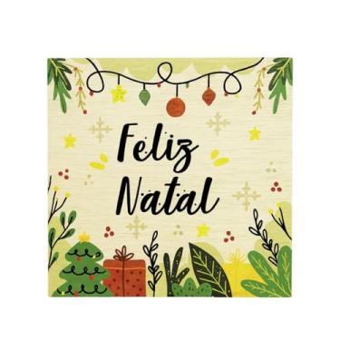 Imagem de Quadrinho Natalino Feliz Natal 19x19cm – Placa Decorativa em Compensado | Decoração de Natal para Parede, Porta e Ambientes