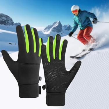 Imagem de Luvas térmicas 2025 para homens e mulheres, luvas quentes de inverno ao ar livre com palmas antiderrapantes, para corrida, ciclismo, caminhada e direção, verde, M