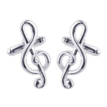Imagem de Abotoaduras em liga prateada Musical Note Treble Clef 3 cm