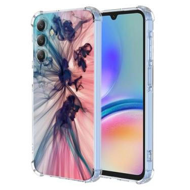 Imagem de WEIOUHR Capa para Galaxy A05S Samsung A05S transparente macio TPU design padrão abstrato, capa protetora leve resistente a arranhões, para Samsung Galaxy A05S (azul escuro rosa)