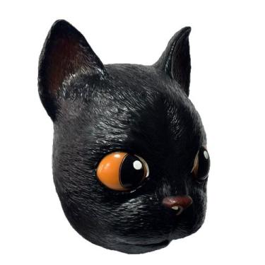 Imagem de Máscara de resina de gato preta para rosto inteiro com olhos grandes p