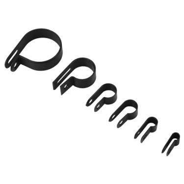 Imagem de AUNMAS Clipes de Montagem de Corda de Náilon 200 Unidades, Bordas Arredondadas, 6 Diâmetros, Adequados para Fixação de Cabos, Conduítes e Tubos, Variedade de Braçadeiras (Preto)