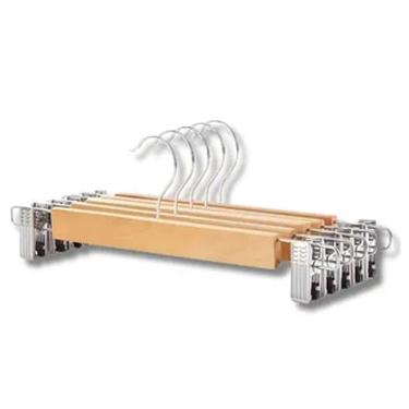 Imagem de Kit 30 Cabide De Madeira Para Calça E Saia Com Presilhas