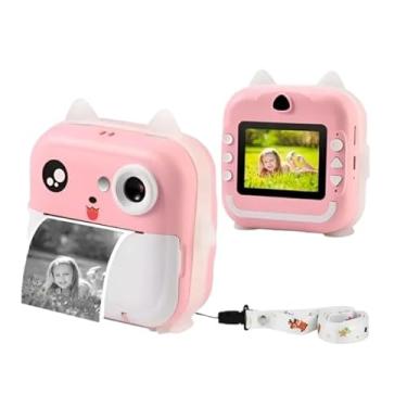 Imagem de Câmera Infantil Instantânea Filmadora Impressão Full Hd Tela Digital Tira Imprimi Vídeos Fotográfica Foto E Jogos (Rosa)