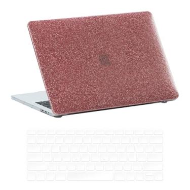 Imagem de Miloocul Compatível com MacBook Air 15 M2 A2941/M3 A3114/M4 A3241 2023-25 Capa rígida de couro brilhante para laptop com capa de teclado (rosa, MacBook Air 15 A2941/A3114/A3241 2023-25)