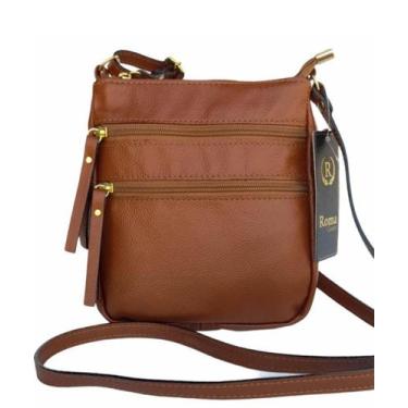 Imagem de Bolsa feminina transversal couro roma 1450 caramelo