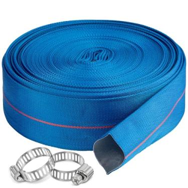 Imagem de Mangueira de retrolavagem de piscina 3,8 cm × 19,8 m Tubo de descarga de água de PVC resistente, mangueira de drenagem de bomba reforçada flexível, 3,8 cm de diâmetro e 6 cm de largura, com 2