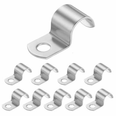 Imagem de HARFINGTON Alça de tubo de 11/40.6 cm, clipe de conduíte de aço inoxidável 304, 10 peças, braçadeira de alça de furo único para fixação de cabo de tubo de tubo (18 mm, prata)