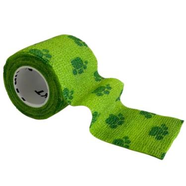 Imagem de Atadura Autocolante Elástica 5 cm x 4,5 m Verde com Patinhas para Compressão e Imobilização