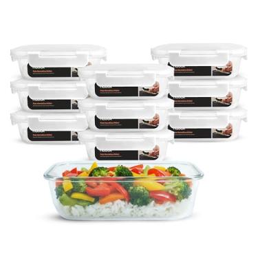 Imagem de Kit 10 Potes De Vidro Hermético Marmita Travas Premium 640ml (Branco)