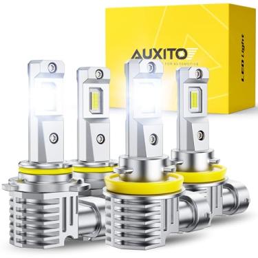 Imagem de AUXITO 9005 H11 Lâmpadas LED Combo, 60.000LM Super Brilhante, 1:1 Halogênio Mini Tamanho, 6500K Branco H9 H8 HB3 Lâmpadas de Direção, Plug and Play, Pacote com 4