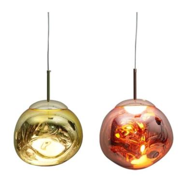 Imagem de Luminária pendente exclusiva em formato de lâmpada de lava - Lustre de design para escadas, casas, duplex, salas de estar, salas de jantar e balcões de bar (Dourado 15 cm)