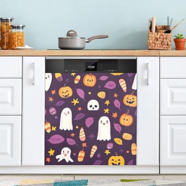 Imagem de ATTX Capa magnética para lava-louças Halloween Pumpkins, 58,4 cm C x 66 cm A, decoração da capa da máquina de lavar louça, decalques de armário doméstico e eletrodomésticos adesivos #82