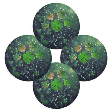 Imagem de ATTX Jogo americano redondo trevo verde para mesa de jantar, jogo americano de decoração do dia de São Patrício, tapetes para mesa de cozinha para 4#14