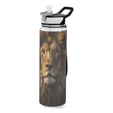 Imagem de ATTX Garrafa de água Lion King, 946 ml, à prova de vazamento e livre de BPA, garrafas de água reutilizáveis de plástico Tritan para viagens, academia, corrida, fitness #137