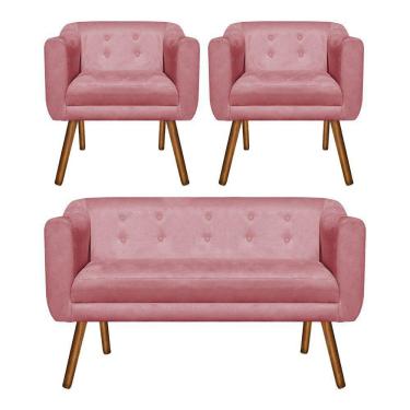 Imagem de Kit Sofá Namoradeira 02 Lugares e 02 Poltronas Júlia Rose