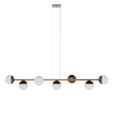 Imagem de Pendente lustre de teto Jabuticaba de 5 Metros com 7 Globos De Vidro - Dourado Bivolt - BRONZE - 110/220V