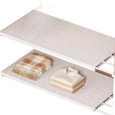 Imagem de Prateleira Extensível Ajustável para Armário – Organizador de Cozinha, Guarda-Roupa e Despensa, Econômica de Espaço, Suporta Até 30kg
