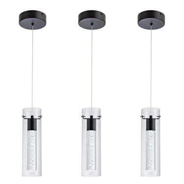 Imagem de votag Pacote com 3 mini luzes pendentes, iluminação pendente para ilha de cozinha com 24 W CRI80 1920 lúmens 6000 K acabamento preto para cozinha, restaurante, sala de jantar