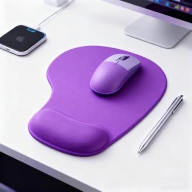 Imagem de Mouse pad com suporte de pulso em gel - descanso de pulso ergonômico para mesa de jogos, base de borracha para laptop