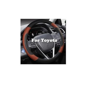 Imagem de OHHMNKK Capa de volante de ajuste personalizado para Toyota Camry Corolla Highlander Rav4 4Runner Sienna Avalon Land Cruiser Prius (marrom)