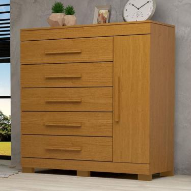 Imagem de Cômoda Rayane 1 Porta 5 Gavetas 100% Mdf Cinamomo - Acp Móveis