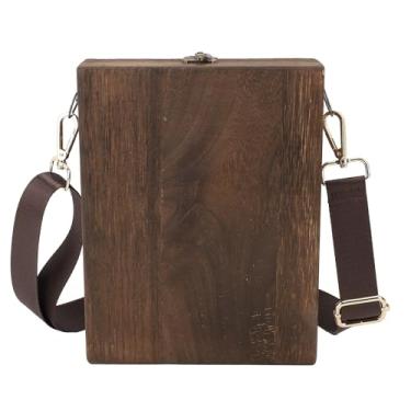 Imagem de Acouto Caixa de Madeira Mensageiro de Escritores retrô – Bolsa de Armazenamento de Escrita Portátil Artistas Com Alça de Ombro, Design Vintage Marrom carbonizado; Bolsa Durável, Versátil e Elegante,