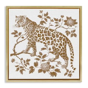 Imagem de Stupell Industries Earthy Details Arte de parede em tela flutuante vintage leopardo preto emoldurado, design por Lettered and Lined, 45,7 x 45,7 cm