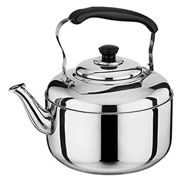 Imagem de YYBOES Chaleira de assobio, fogão, topo de aço inoxidável, chaleira de assobio, para fogão, cabo ergonômico resistente ao calor, chaleira de grande capacidade, chaleira de acampamento